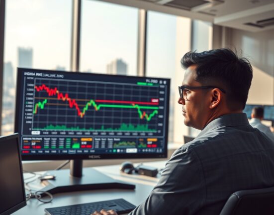Analysis of Indian Rupee selling pressure shown on a trading desk monitor with BNY Mellon flow data.