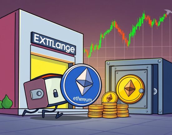 Cartoon illustration showing institutional wallets securing significant institutional ETH withdrawals, signaling long-term holding strategy.