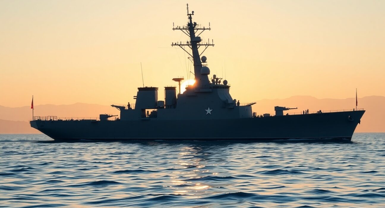US warship in Strait of Hormuz, representing intensified Iran Hormuz strikes planned by US military