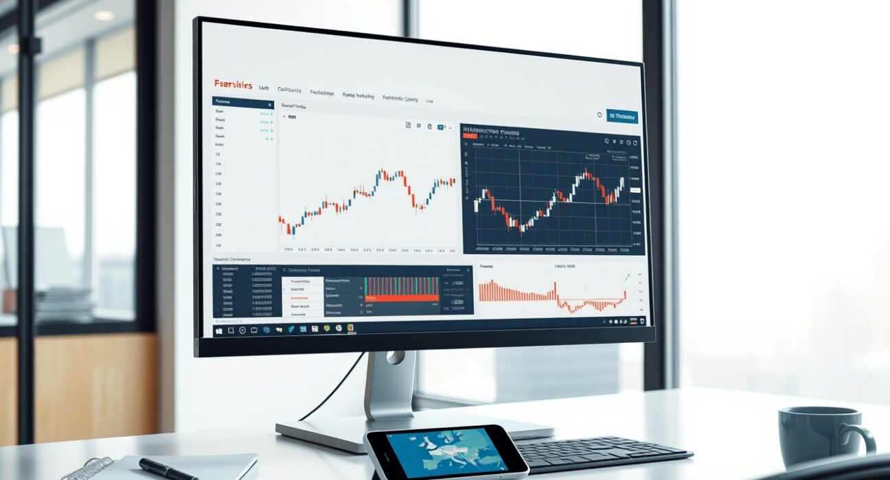 Interactive Brokers cryptocurrency trading platform for European investors on professional monitor