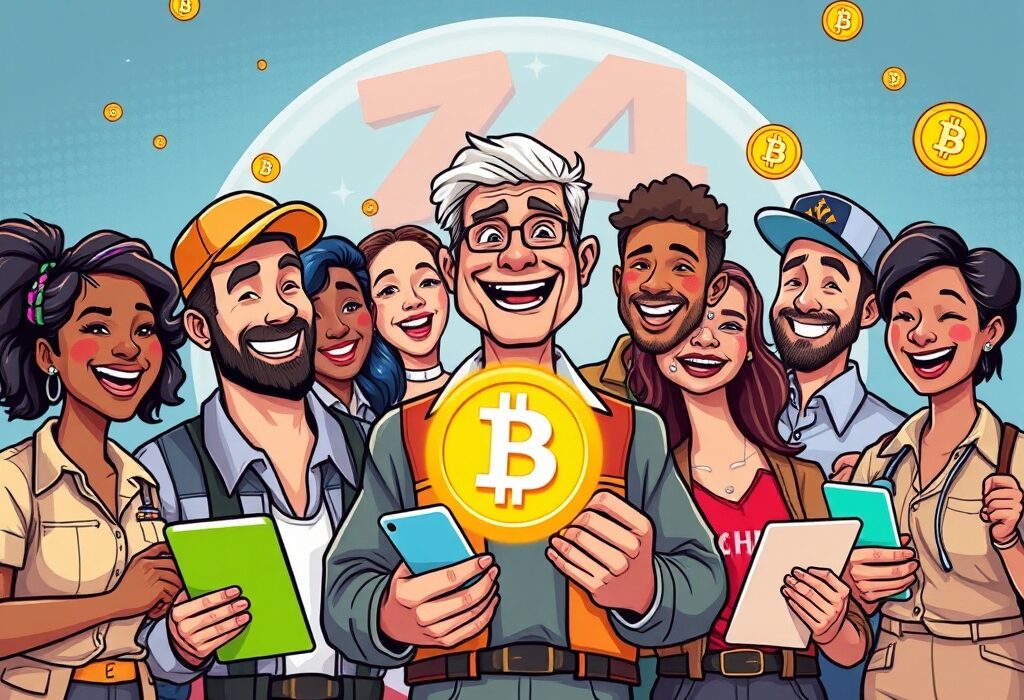 Cartoon illustration showing Americans gaining a path to invest in crypto through new financial opportunities.