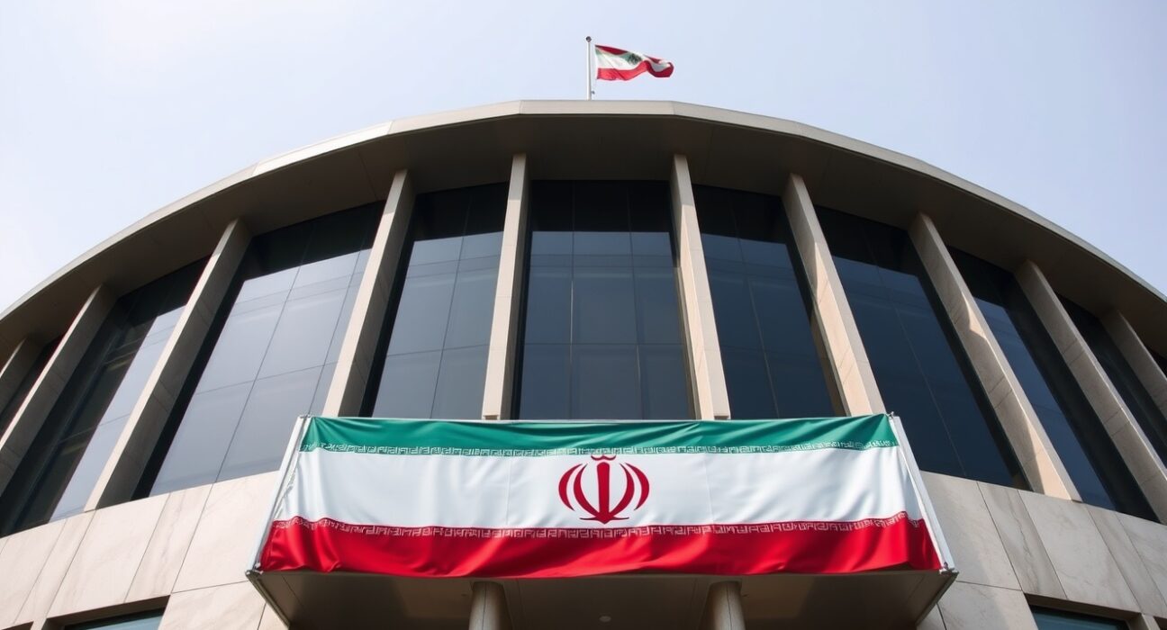 Iranian Foreign Ministry building in Tehran, a site of diplomatic activity.