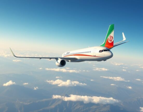 Iran Air passenger aircraft flying after airspace reopening announcement by Civil Aviation Organization