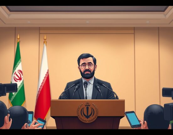 Iranian Foreign Minister Abbas Araghchi speaking at a press conference about US negotiations and failed objectives