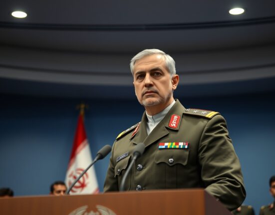 Iranian military commander at a press conference warning of new fronts against the US
