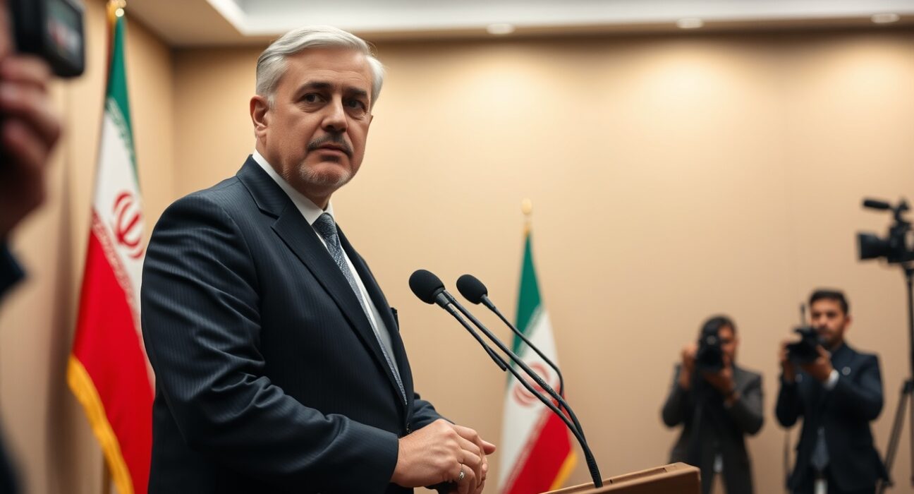 Iranian Foreign Ministry spokesman Baghaei at a press briefing in Tehran