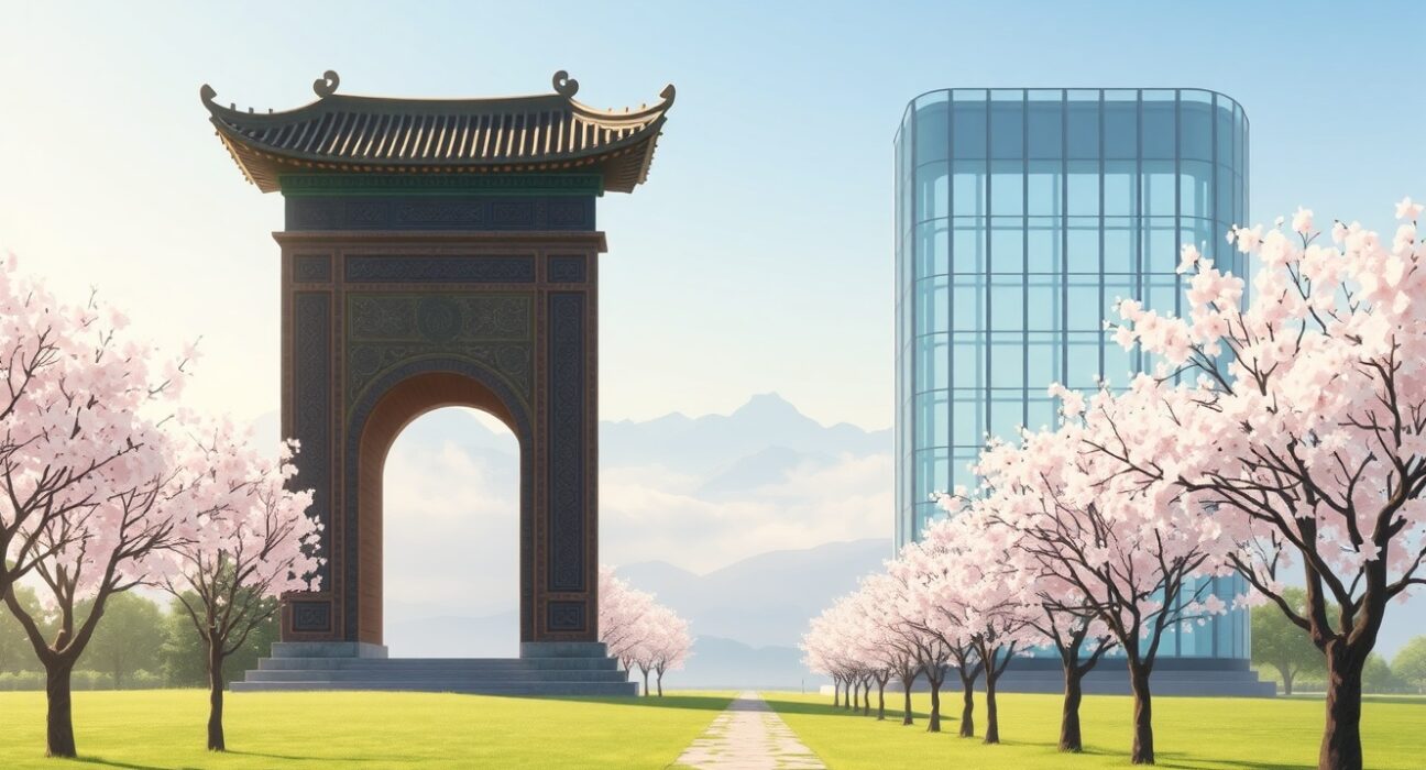 Symbolic representation of Iran CIA talks showing diplomatic connection between traditional and modern architecture