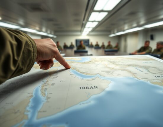 Strategic military map analysis of Iran's combat readiness in the Persian Gulf region.