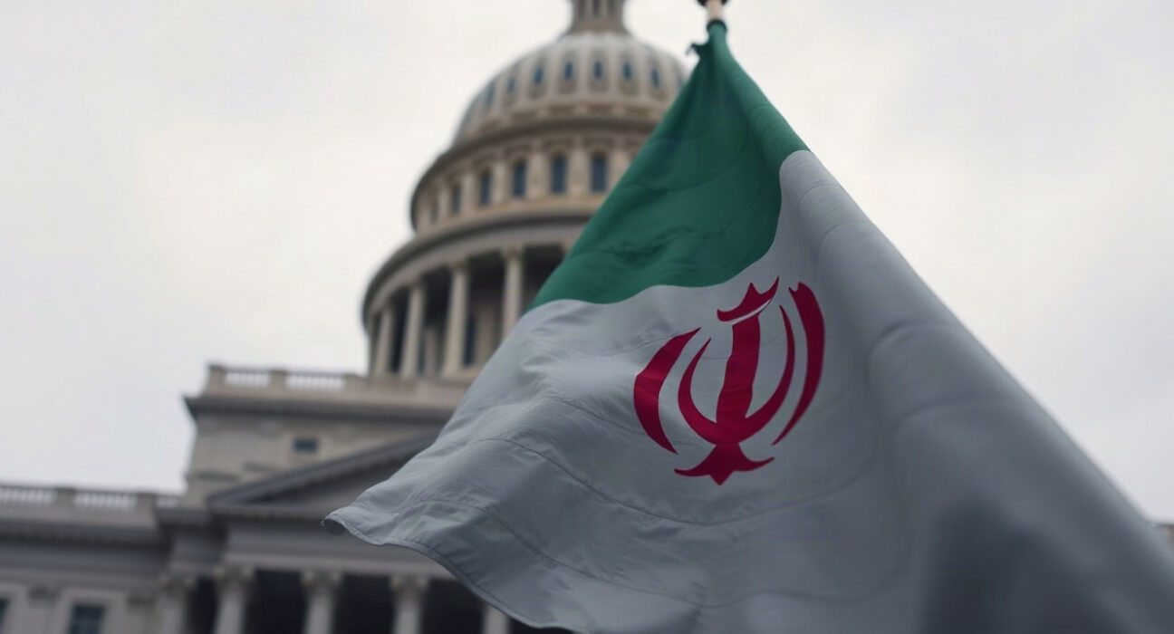 Iranian flag in front of US Capitol building, symbolizing diplomatic tensions