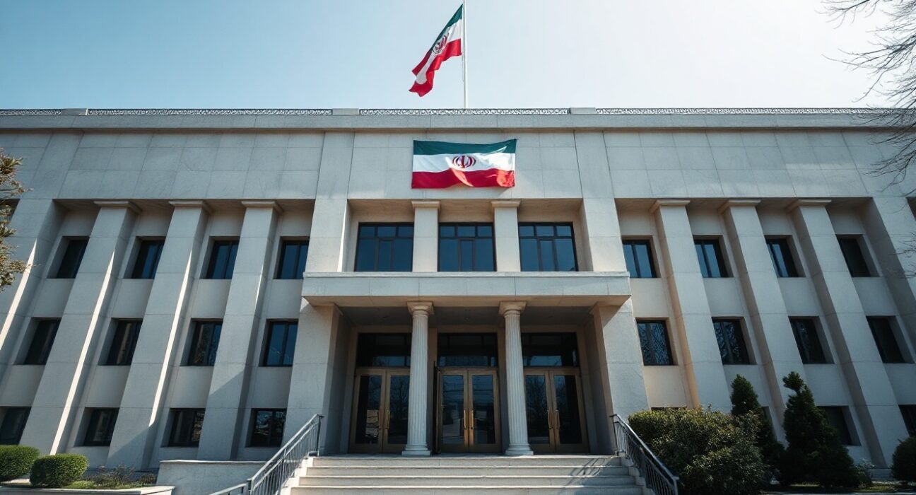 Iranian Foreign Ministry building in Tehran under clear daylight