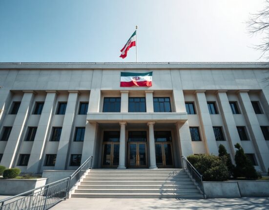 Iranian Foreign Ministry building in Tehran under clear daylight