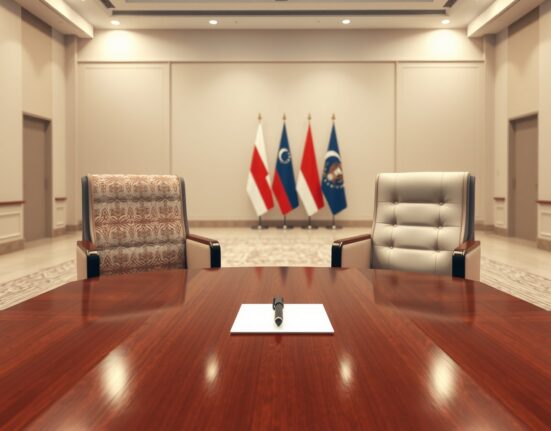 Empty negotiation chairs symbolize the stalled Iran US talks and diplomatic impasse.