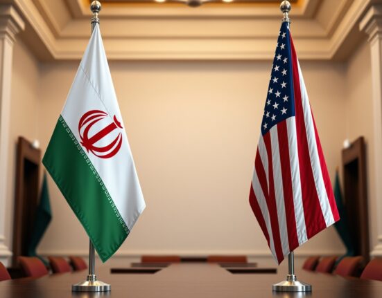 Iran and US flags symbolizing diplomatic tensions and denied talks following Trump's remarks.