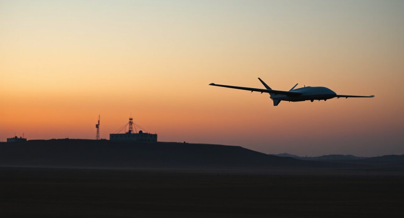 Iranian drone attack on U.S. military headquarters in Erbil, Iraq, illustrating escalating conflict.