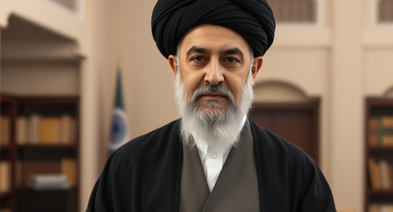 Mojtaba Khamenei, newly elected Supreme Leader of Iran, in formal clerical attire.