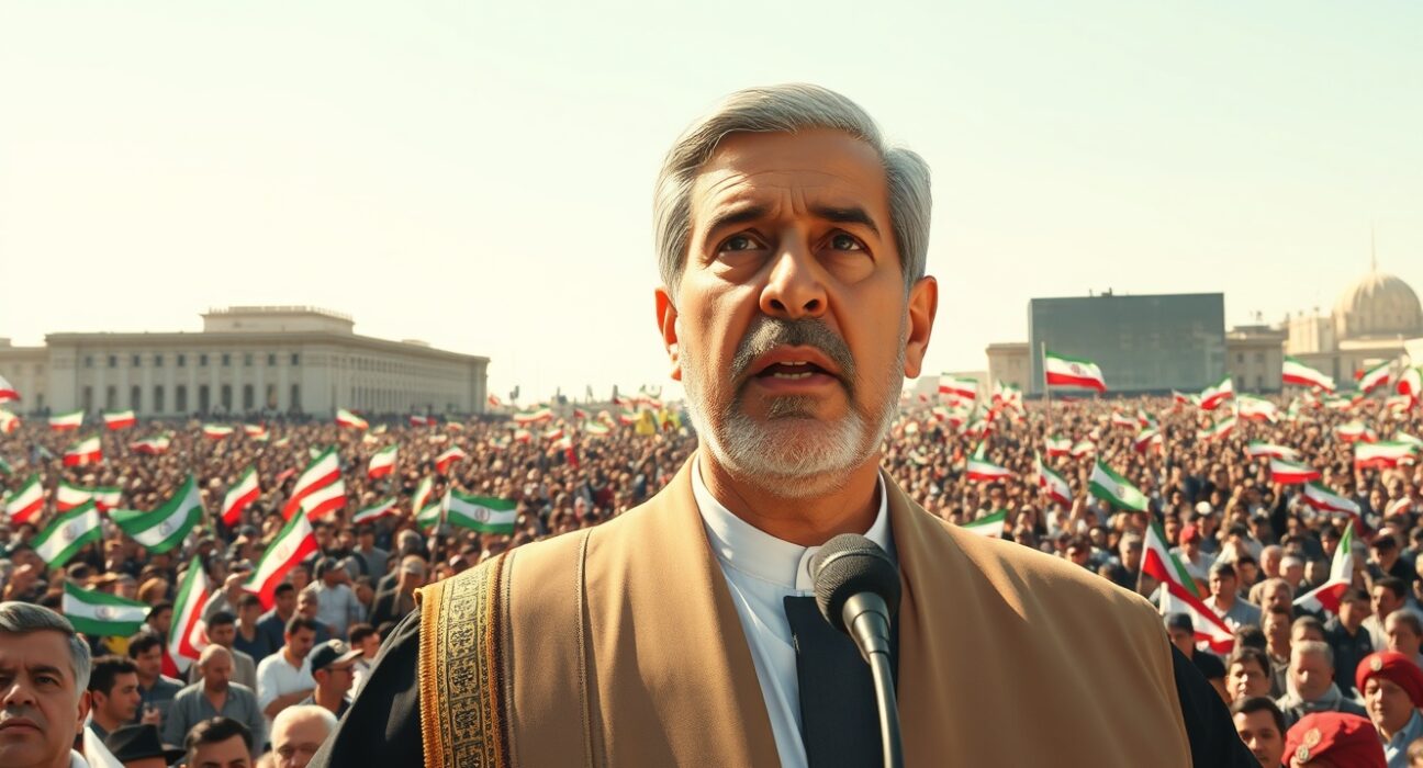 Iran Vice President Ismail Saghab Isfahani warns of strong retaliation for any attack on energy facilities at a rally in Eslamshahr