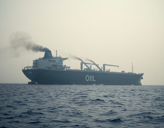 Oil tanker with smoke near Strait of Hormuz after IRGC attack