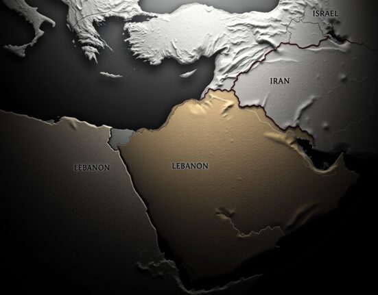 Geopolitical map analysis of the Iran Israel Lebanon crisis and US involvement.
