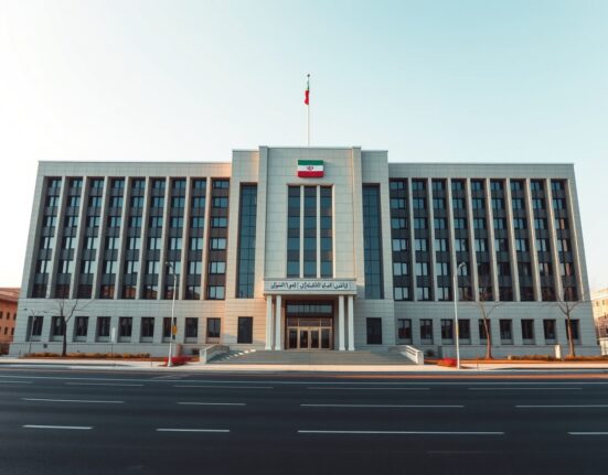Exterior view of the Iranian Ministry of Foreign Affairs building in Tehran under daylight