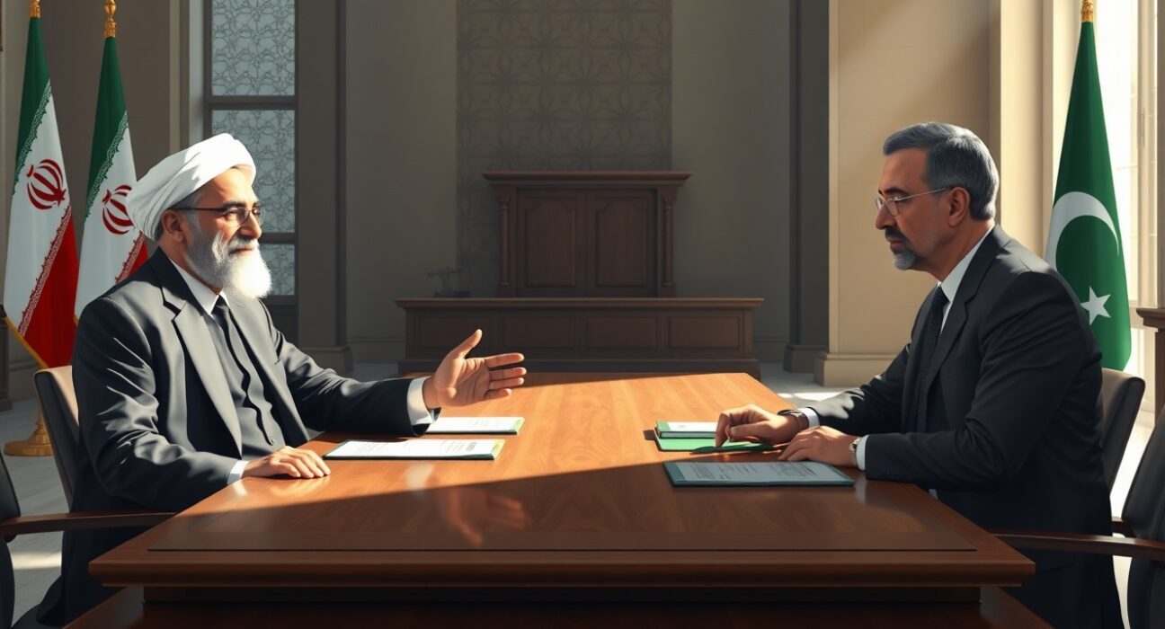 Diplomatic meeting between Iranian and Pakistani officials discussing US demands in 2025