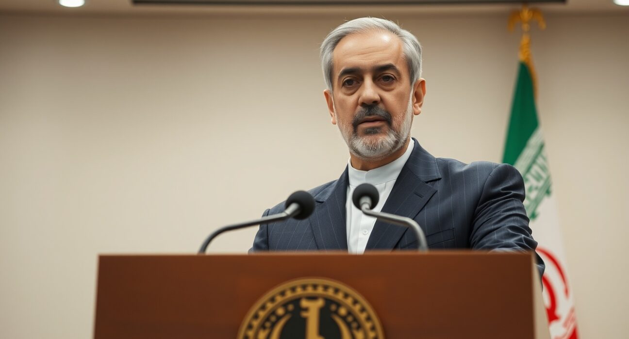 Iranian President Masoud Pezeshkian delivering statement on war and diplomacy in 2025