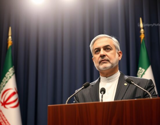 Iranian President Pezeshkian at a press conference stating no concessions in negotiations.