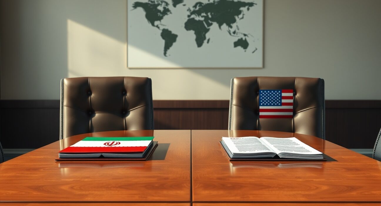 Empty negotiation table symbolizing the failed US ceasefire proposal rejected by Iran.