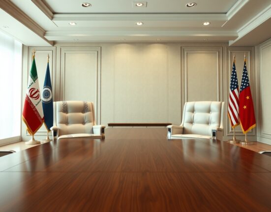 Empty negotiation chairs symbolize stalled Iran US diplomatic talks in Islamabad