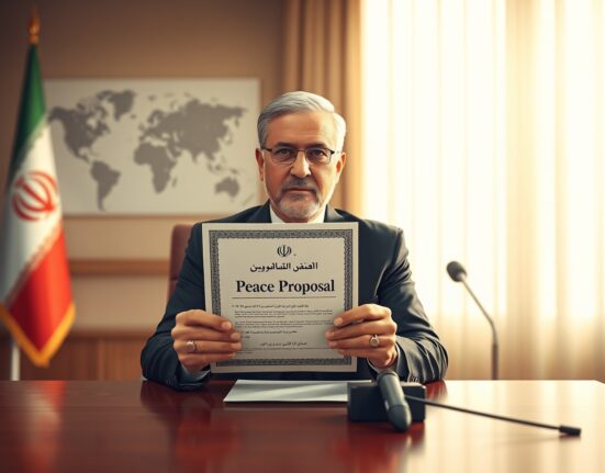 Iranian diplomat holding a revised peace plan document in a formal meeting room, representing the Iran expected to submit revised peace plan soon news.