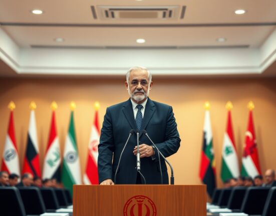 Iranian official stating position on war termination and ceasefire negotiations at diplomatic briefing