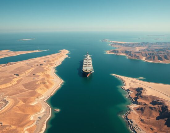 Oil tanker navigating the strategic Strait of Hormuz waterway between Iran and Oman