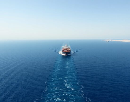 The strategic Strait of Hormuz waterway, a focal point in Iran-US geopolitical tensions.