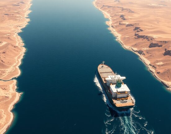 Oil tanker navigating the strategic Strait of Hormuz waterway amid Iran-US tensions over maritime rights