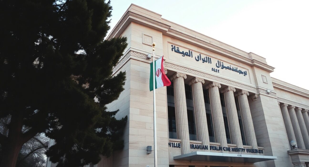 Iranian Foreign Ministry building in Tehran under clear sky