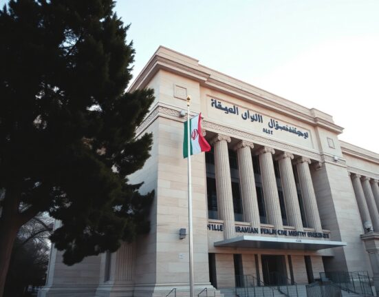 Iranian Foreign Ministry building in Tehran under clear sky