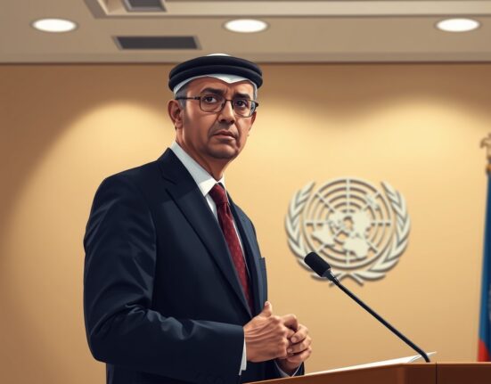 Iran's UN ambassador at a press conference discussing diplomatic negotiations with the United States.