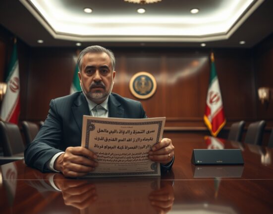 Iranian Foreign Minister Araghchi reviews US proposal for talks in a formal meeting room