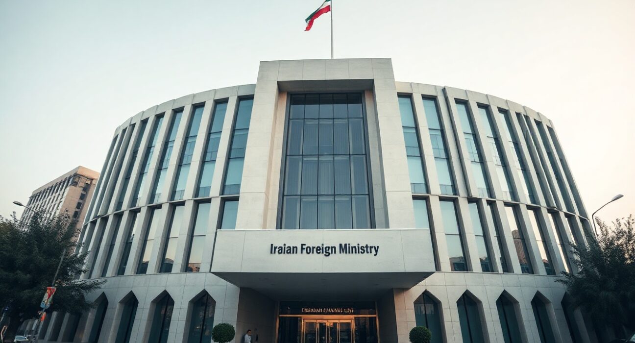 Exterior view of the Iranian Foreign Ministry building in Tehran.