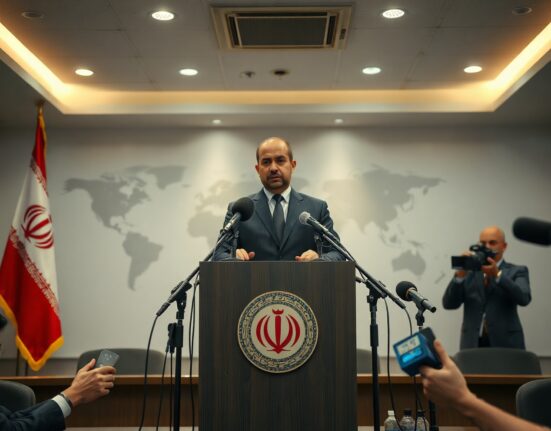 Iranian Foreign Ministry spokesperson Baghaei speaking at a press briefing in Tehran