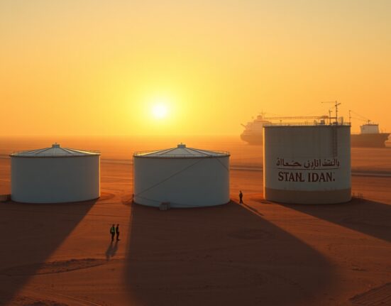 Oil storage tanks in Iran facing capacity limits due to time constraints on Iranian oil output, as warned by Societe Generale.