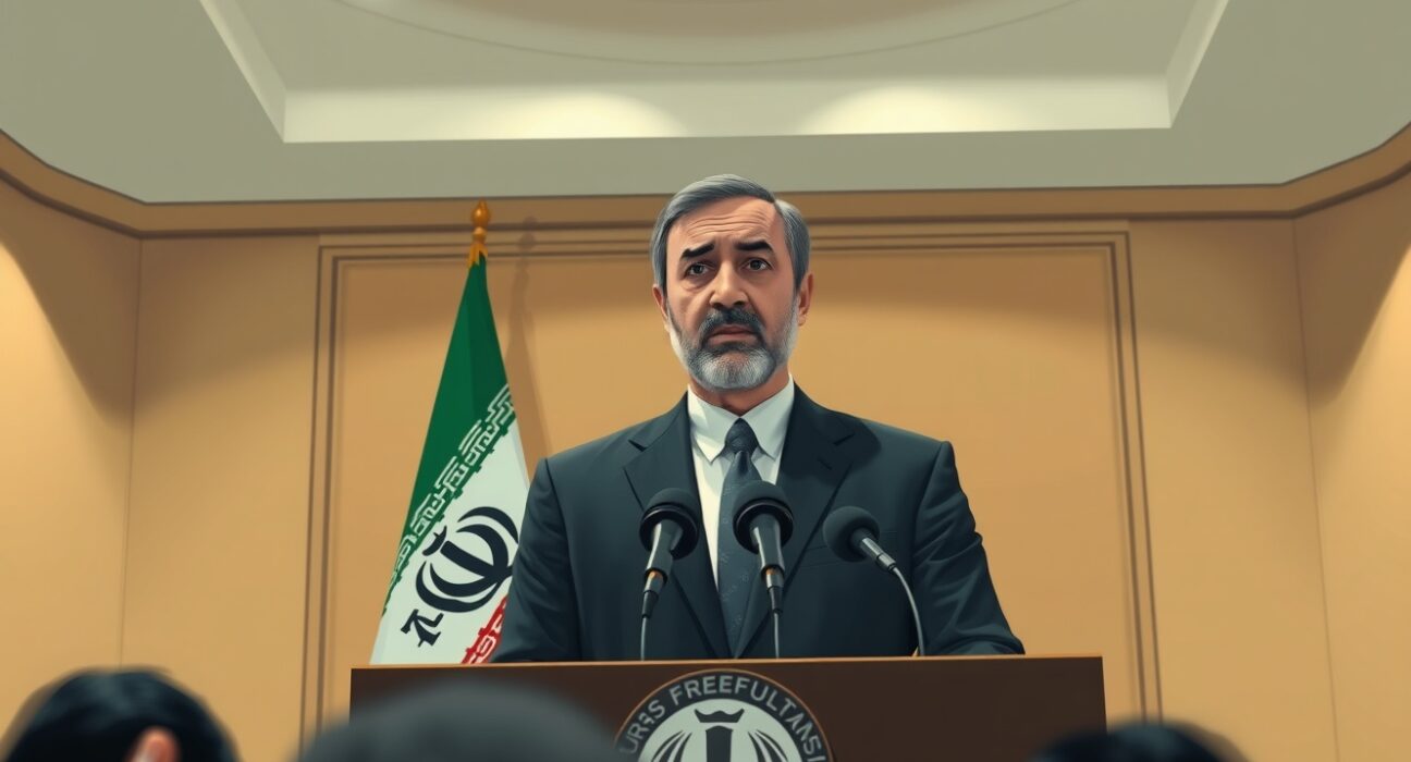 Iranian President Masoud Pezeshkian speaks against maritime blockade and military action during a press conference in Tehran.