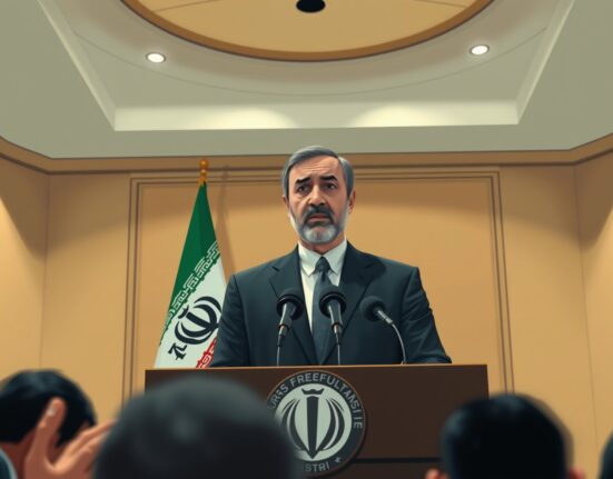 Iranian President Masoud Pezeshkian speaks against maritime blockade and military action during a press conference in Tehran.