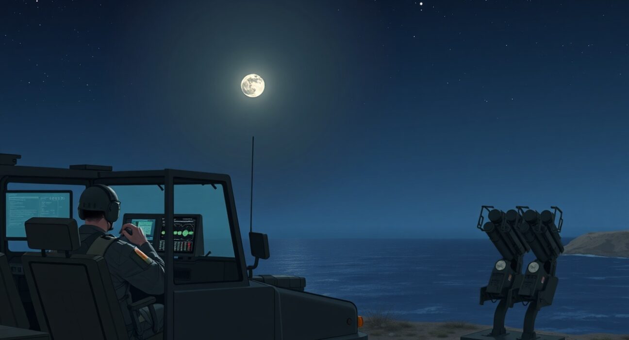 Israel Defense Forces Iron Dome unit intercepting drone threats from Yemen during nighttime operations