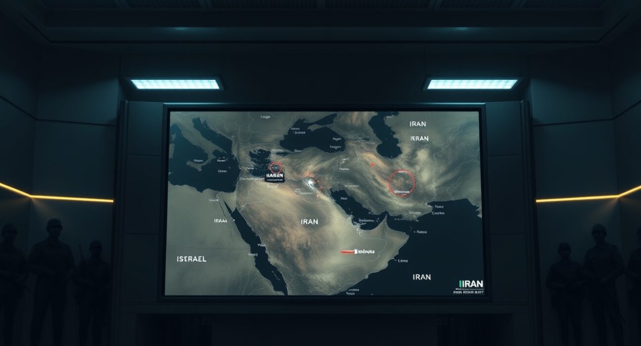 Strategic military map showing Israel-Iran conflict zones during ongoing ceasefire violations