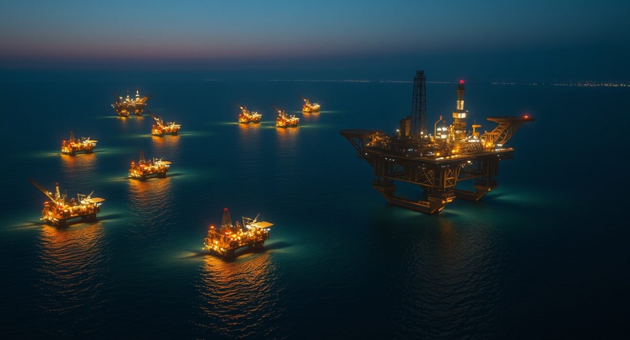 Aerial view of Iran's South Pars gas field complex in the Persian Gulf following reported Israeli military action.