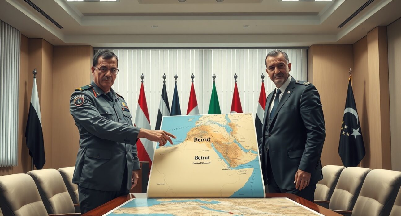 Military officials analyzing Beirut security situation during Israel Lebanon conflict tensions