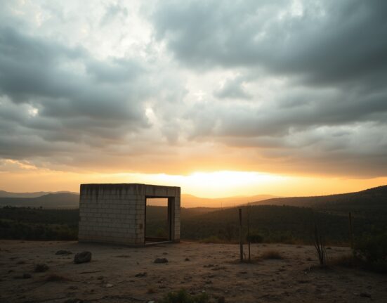 Southern Lebanese landscape near Barashit following Israeli military shelling in the region.