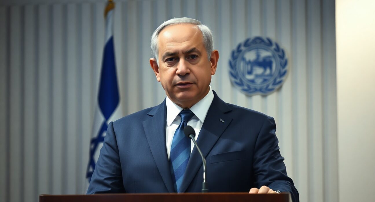 Israeli Prime Minister Benjamin Netanyahu speaking at a press conference in Jerusalem