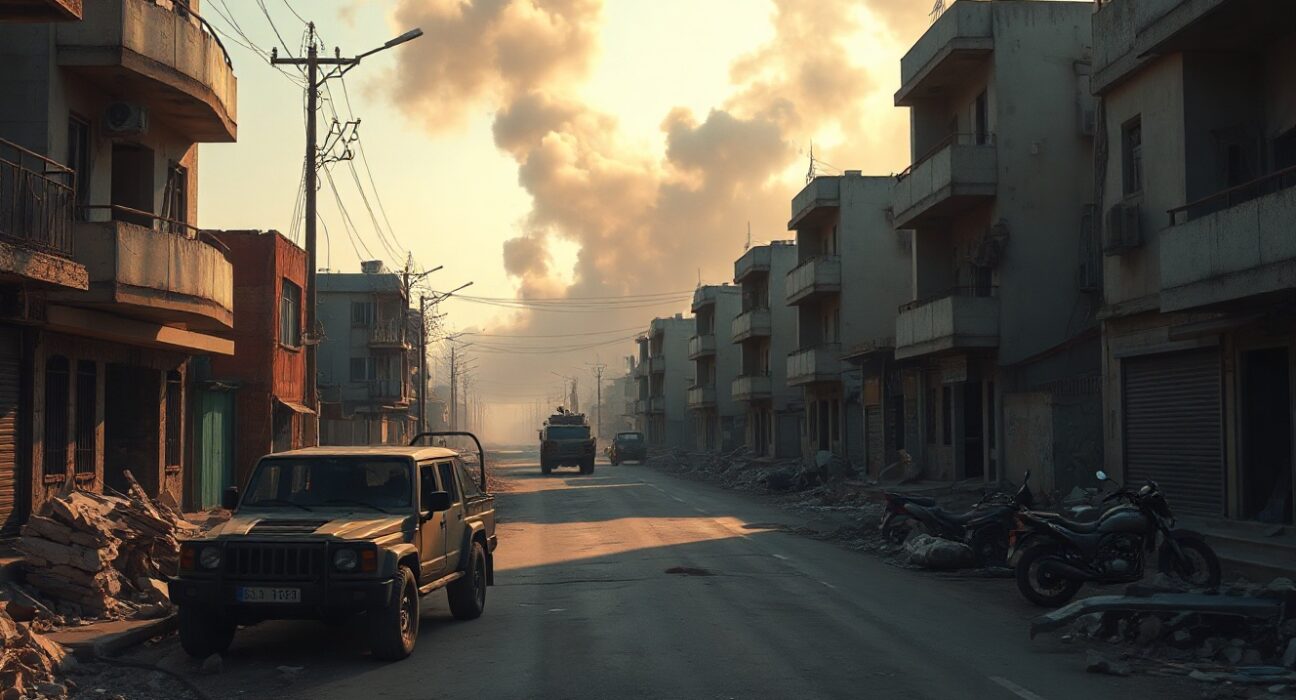 Smoke rises over damaged buildings in southern Lebanon after clashes between Israeli forces and Hezbollah