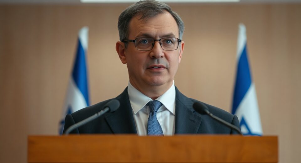 Israeli National Security Minister Itamar Ben-Gvir at a press conference in Jerusalem, speaking about the US-Iran nuclear deal.